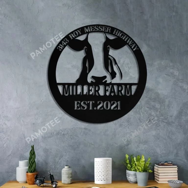 Dairy Cow Personalized Metal Farm Sign, Custom Name & Address Sign, Many Size Choices