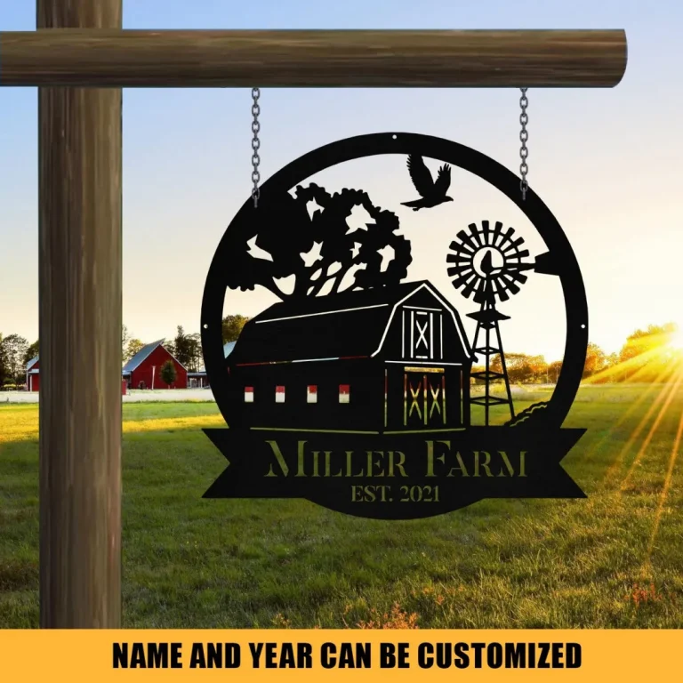 Personalized Metal Farm Sign Barn Windmill Monogram