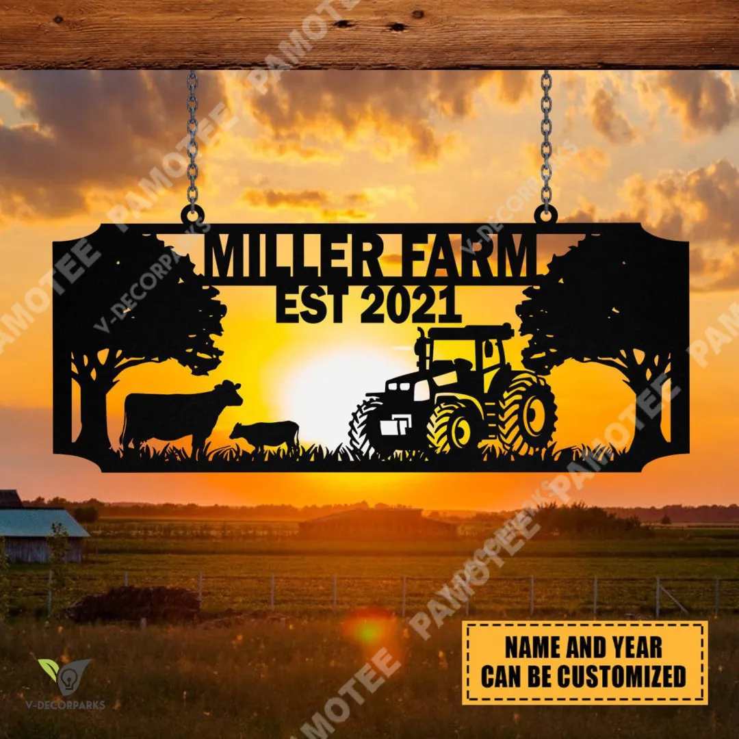 0650-02_53a5f67d-984a-4f03-a321-0c5dddfc4dfb.webp Custom Metal Farm Sign Cow Tractor Monogram, Outdoor Farmhouse, Front Gate Metal Sign