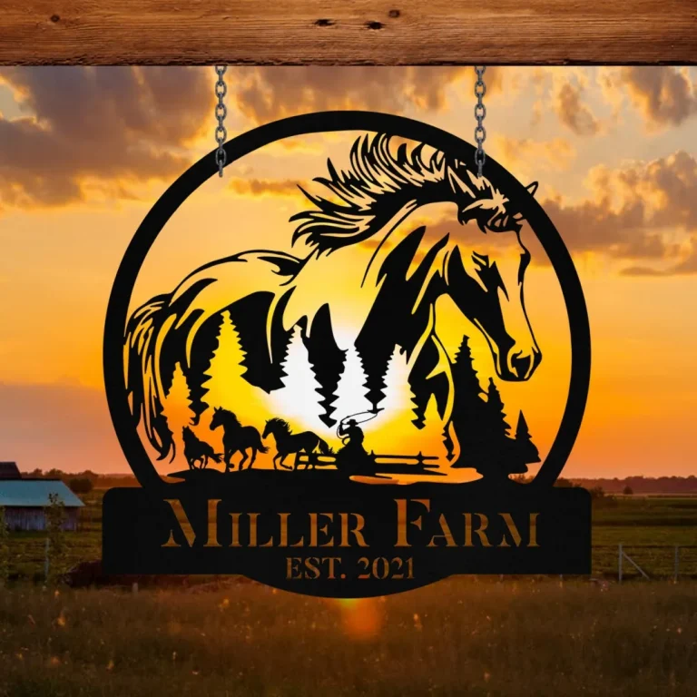 Personalized Metal Horse Sign Monogram, Custom Outdoor Farm