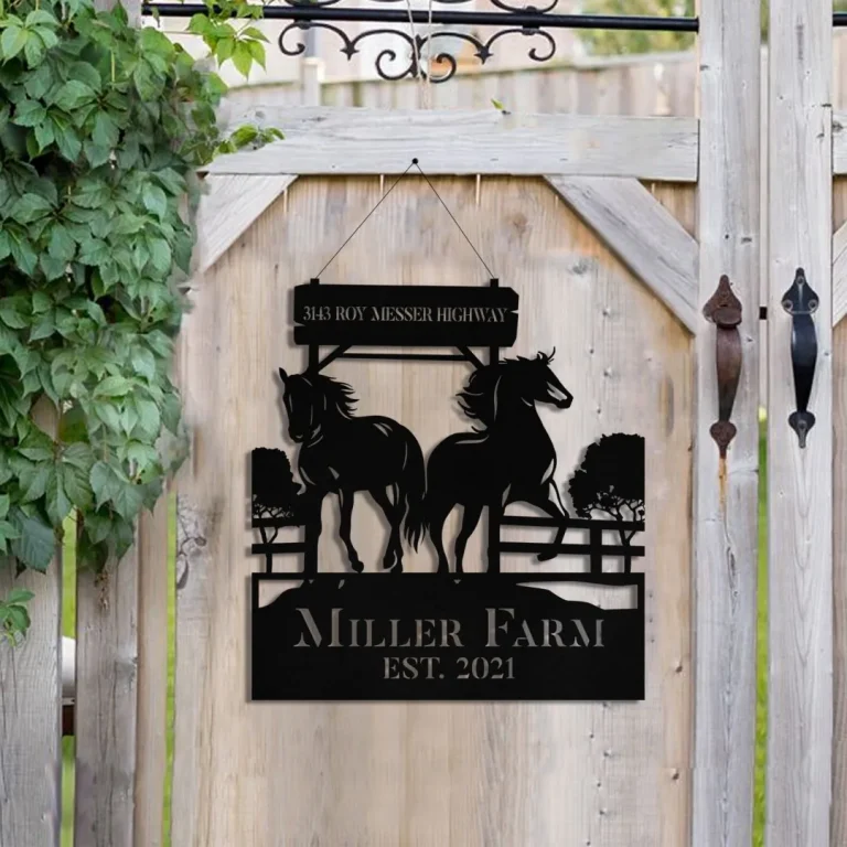 Metal Horse Sign Monogram, Custom Outdoor Ranch, Stable, Acres, Wall Decor Gift