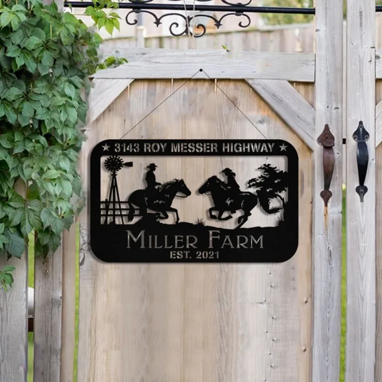 Personalized Metal Horse Rider Sign, Custom Outdoor, Farmhouse