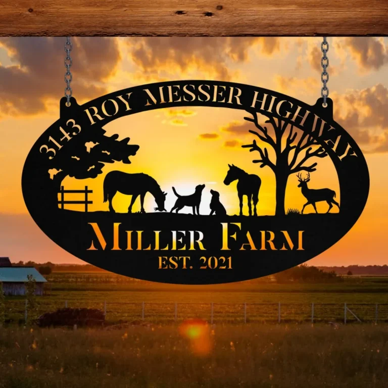 Metal Farm Sign Horse Dog Deer Monogram, Custom Outdoor, Ranch, Stable, Acres