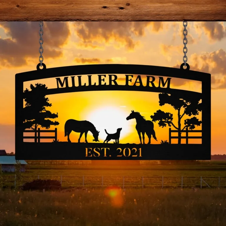 Metal Horse Dog Sign Monogram, Custom Outdoor Farm, Farmhouse, Ranch, Stable, Acres, Wall Decor Art Gift