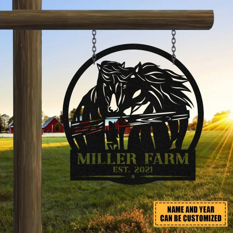 Personalized Metal Farm Sign Horse Monogram, Custom Outdoor Farmhouse, Ranch