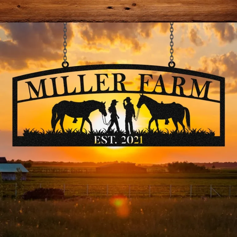 Personalized Metal Farm Sign Horse, Custom Outdoor Ranch, Barn, Stable, Front Gate, Wall Decor Art Gift