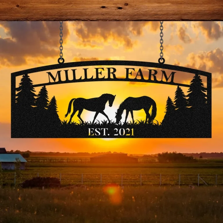 Personalized Metal Sign Horse Monogram, Custom Outdoor Farmhouse, Ranch, Barn