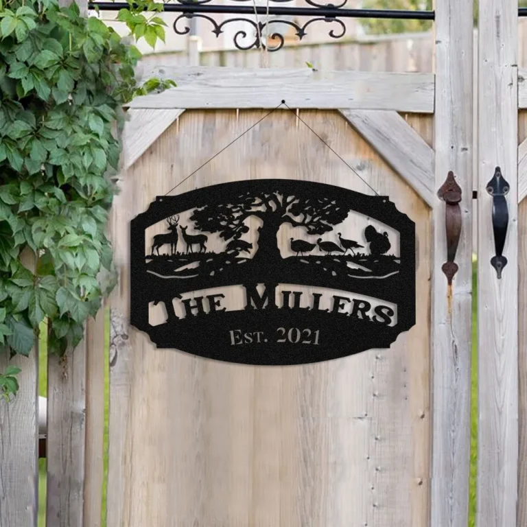 Personalized Name Deer Turkey Hunting Metal Sign, Custom Outdoor Cabin, Lodge