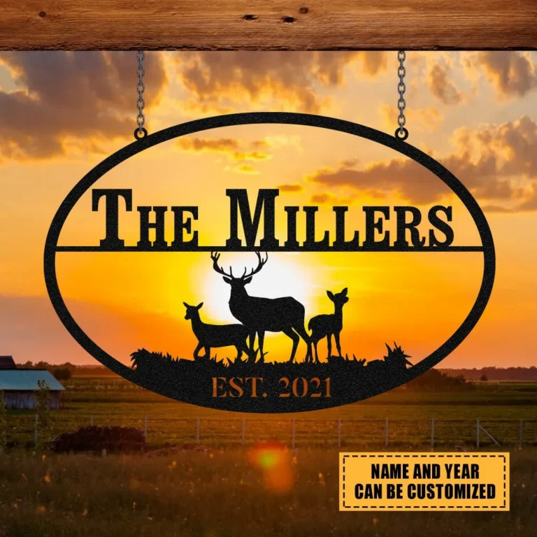 Personalized Deer Hunting Hunter Metal Sign Monogram, Custom Outdoor Farm, Cabin, Lodge, Camp, Art Gift For Him