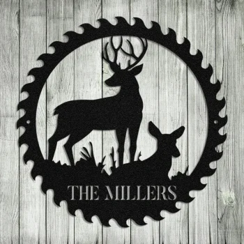 Deer Hunting Hunter Metal Sign Monogram, Wall Decor, Art Gift For Him