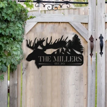 Moose Deer Hunting Hunter Metal Sign Monogram, Custom Outdoor Farm, Cabin, Lodge, Camp, Wall Decor