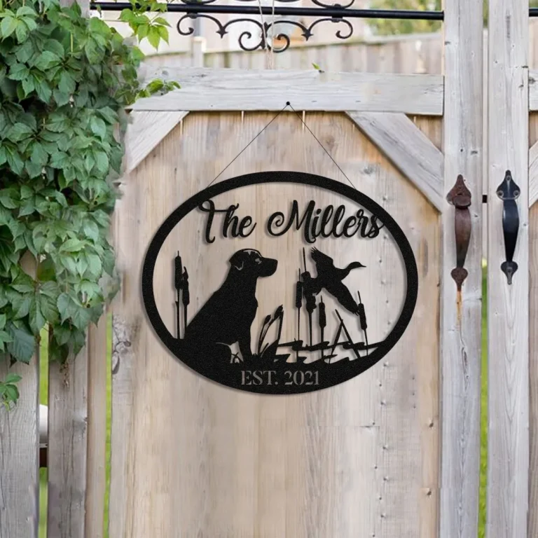 Personalized Family Name Duck Hunting Dog Hunter Metal Sign