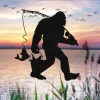 Bigfoot Go Fishing Camping Funny Metal Art