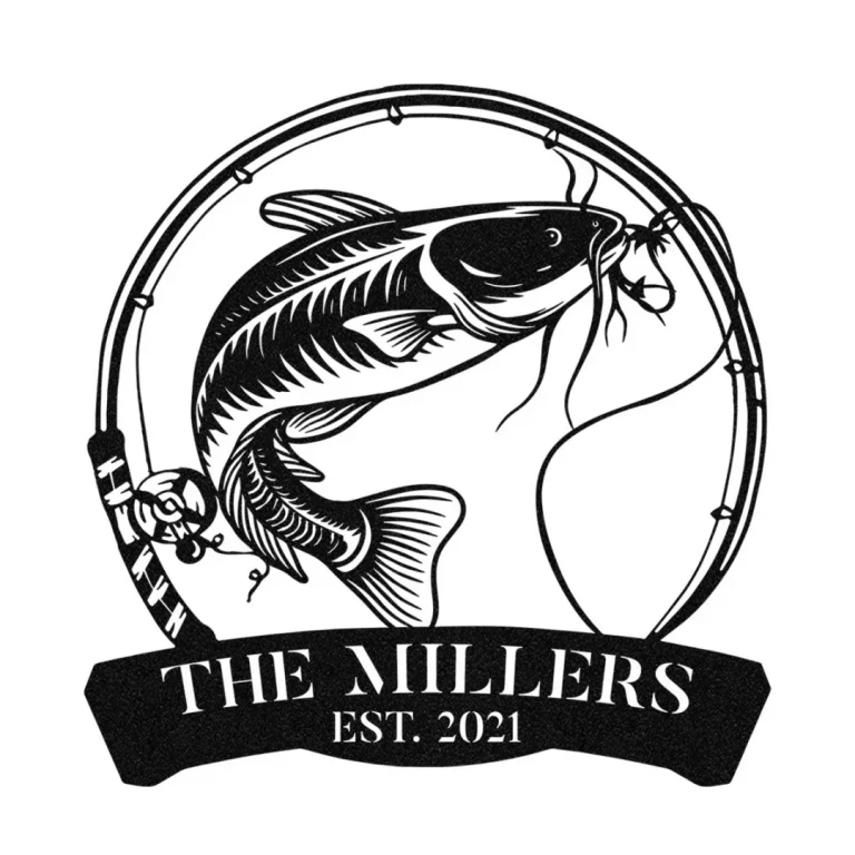 Personalized Catfish Fish Fishing Metal Sign, Custom Fisher Gift For Him