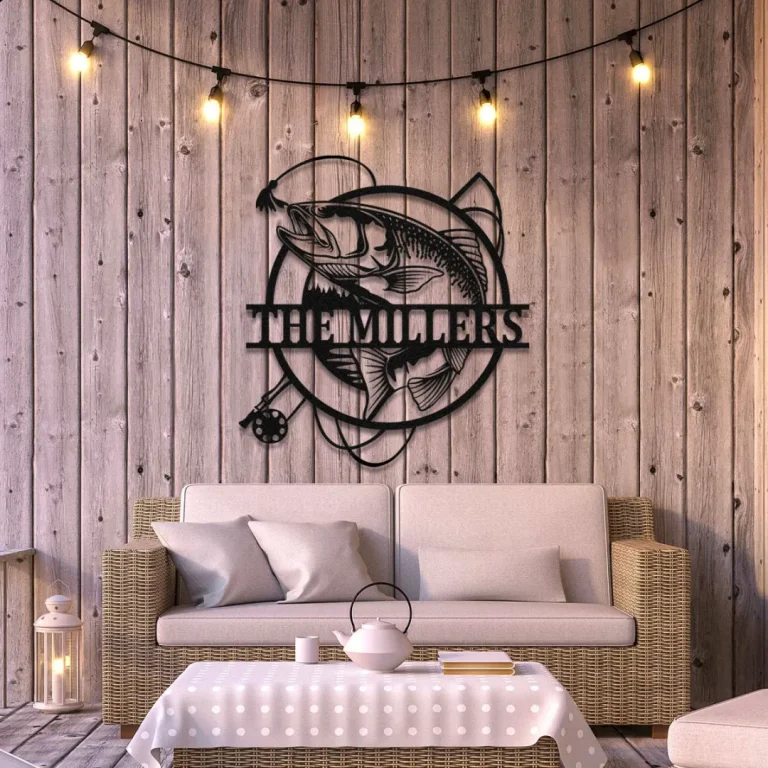 Trout Fish Fishing Metal Sign, Custom Outdoor House, Cabin Art