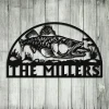 Personalized Family Name Walleye Fish Fishing Metal Sign Monogram