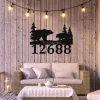 Personalized Address Bear Cabin Metal Sign, Forrest Decor For Father