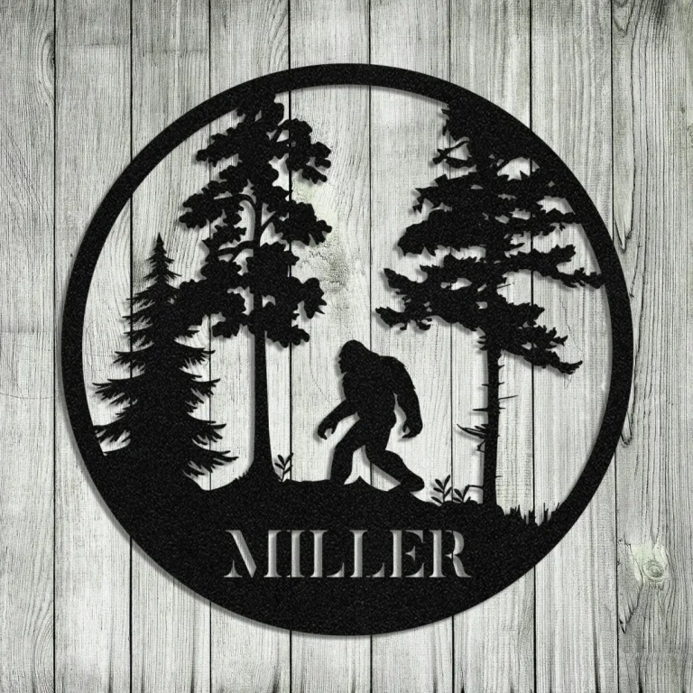 Personalized Bigfoot Camping Cabin Metal Sign, Wedding Art Gift For Him