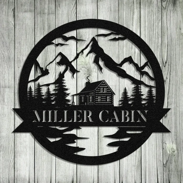 Mountain Cabin Metal Sign Monogram, Custom Outdoor Forrest, Lodge Wall Gift