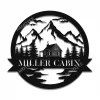 Personalized Family Name Mountain Cabin Design Metal Sign, Available Many Color & Size