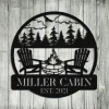 Personalized Campfire Camping Metal Sign Monogram, Custom Outdoor Cabin Art