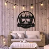 Personalized Campfire Camping Metal Sign Monogram, Custom Outdoor Cabin Art
