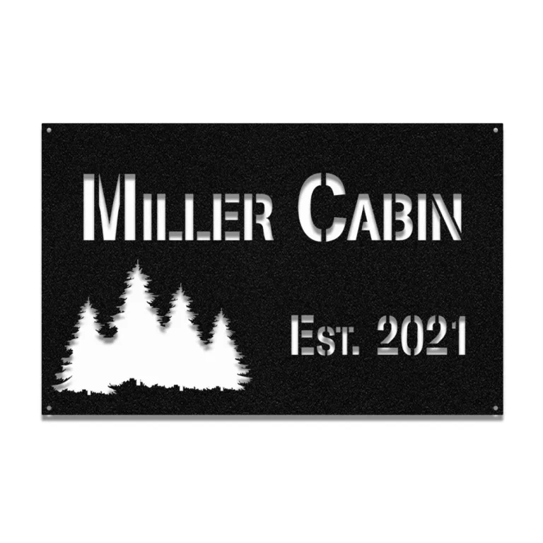 Personalized Name Date Cabin Metal Sign Monogram, Forrest Lovers Art Gift