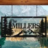 Personalized Family Name Mountain And Pine Trees Cut Metal Sign, Front Gate Decor, Small To Large Sizes