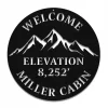 Mountain Elevation Cabin Metal Sign, Custom Outdoor Lodge Wall Art