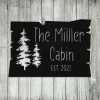 Personalized Name Cabin Metal Sign Monogram, Custom Forrest Wall Art