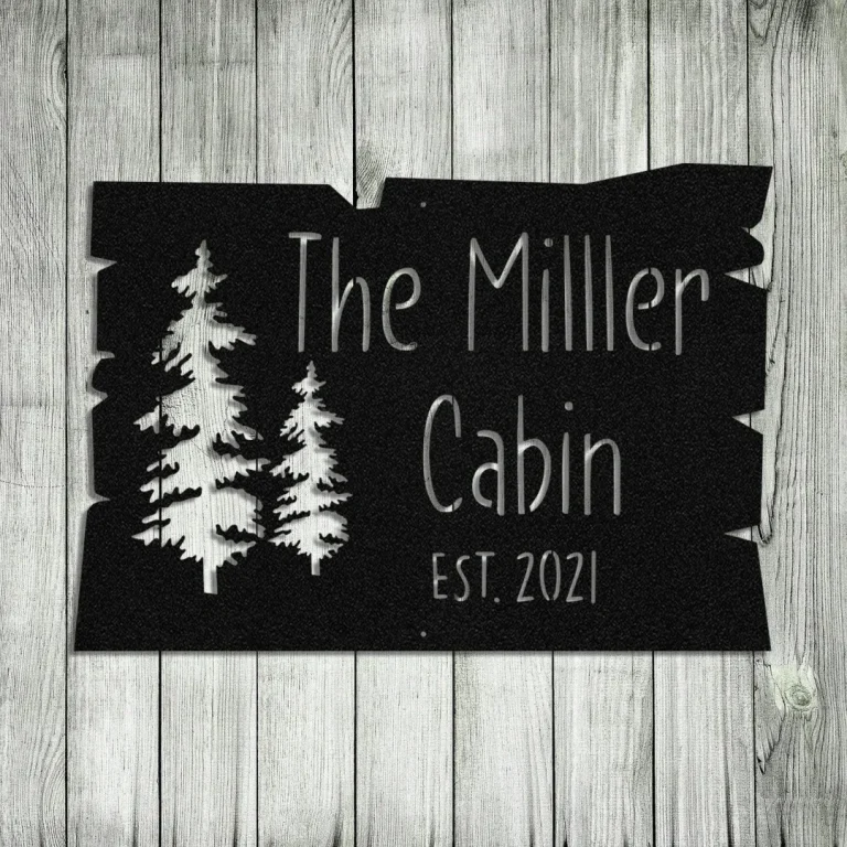 Personalized Name Cabin Metal Sign Monogram, Custom Forrest Wall Art