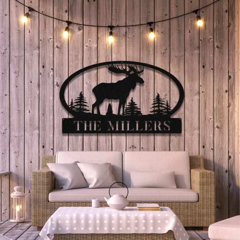 Moose Deer Hunting Cabin Metal Sign, Custom Outdoor House, Lodge