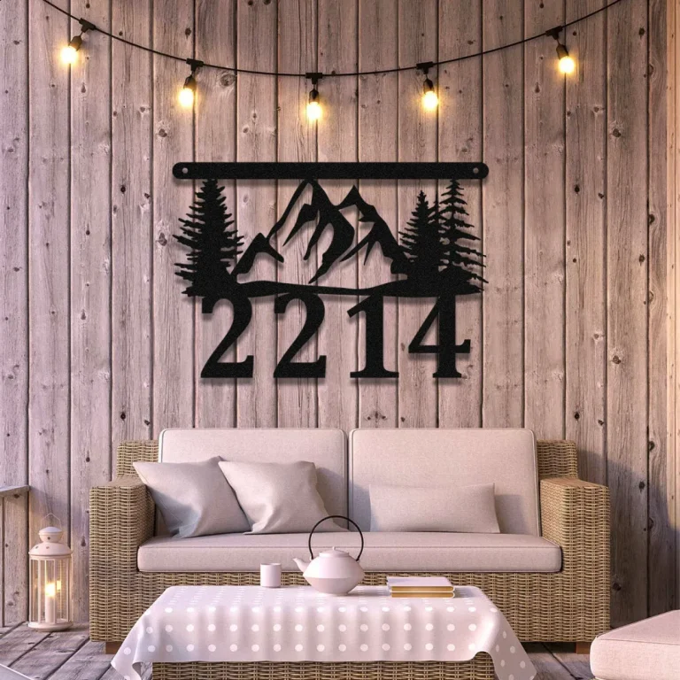 Personalized Address Cabin Metal Sign, House, Lodge Wall Decor