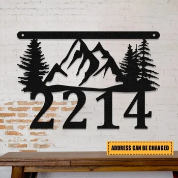 Personalized Address Cabin Metal Sign, House, Lodge Wall Decor