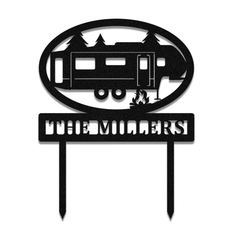 Personalized Camper Camping Metal Garden Stake, Campsite Stake