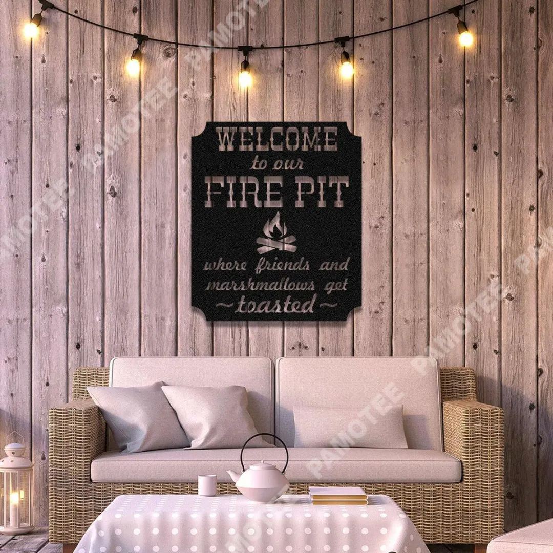 0909-002.webp Welcome To The Fire Pit Campfire Camping Metal Art