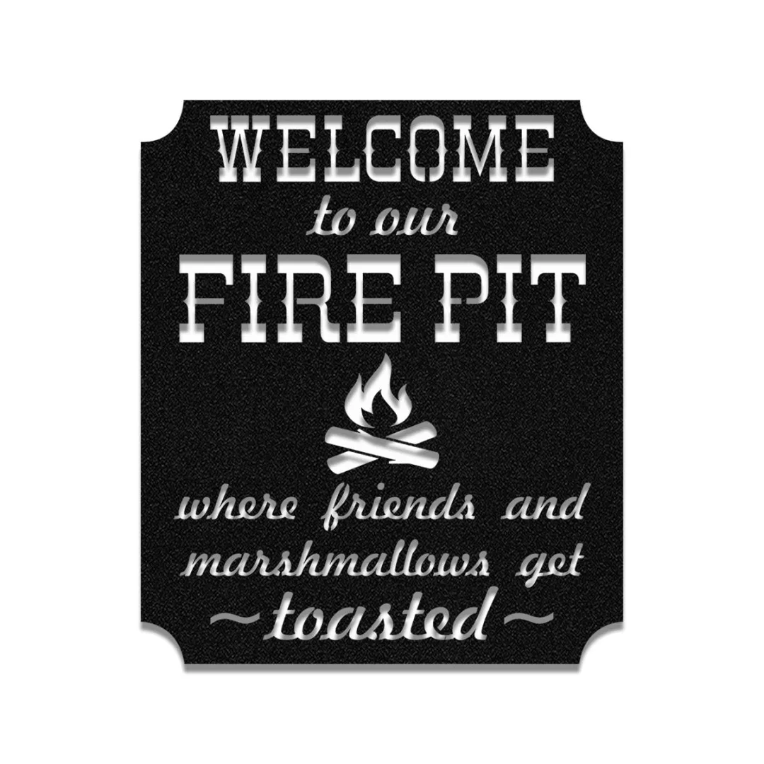 0909-003.webp Welcome To The Fire Pit Campfire Camping Metal Art