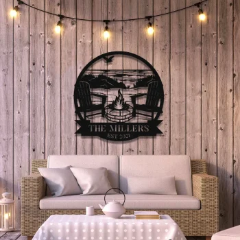 Personalized Campfire Beach Camping Metal Sign, Cabin, Campsite, Wall Decor, Art Gift