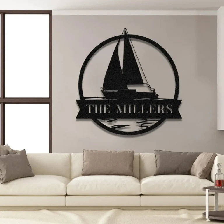 Personalized Name Boat Lake House Metal Sign Monogram | Nalaprint