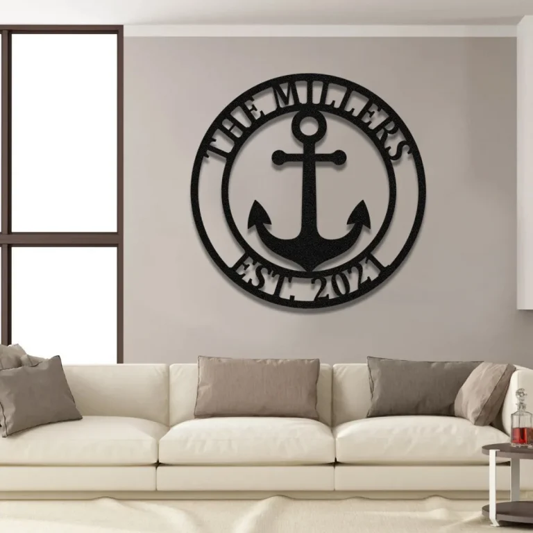 Anchor Lake House Metal Sign, Custom Cabin, Beach, Wall Decor, Wedding Gift