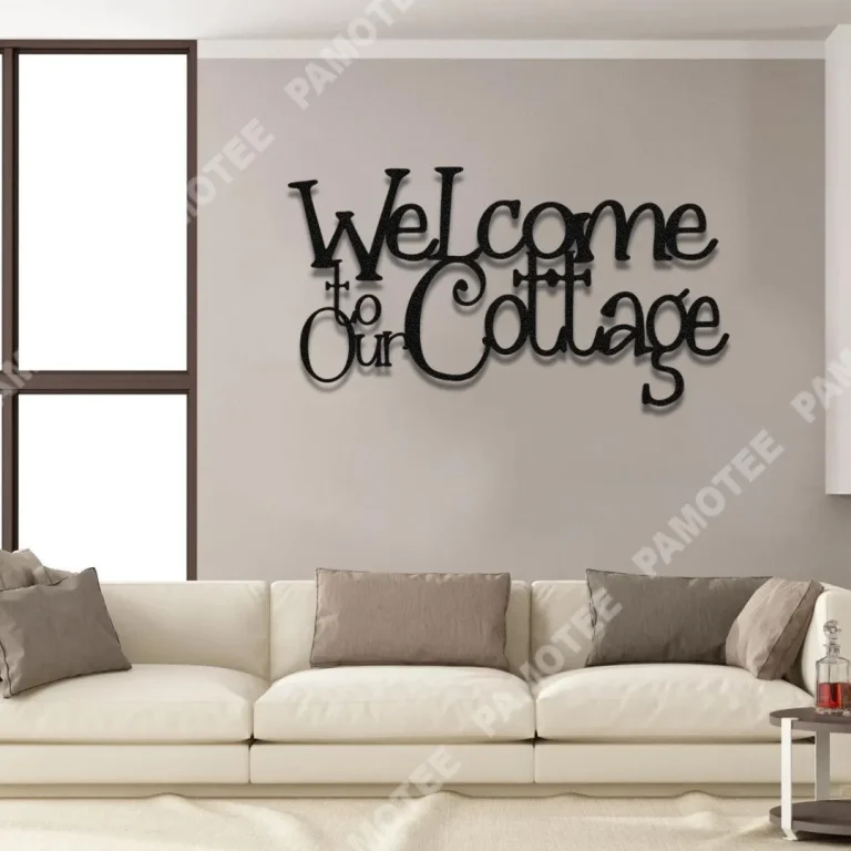 Welcome To Our Cottage Metal Sign Monogram, Custom House, Cabin