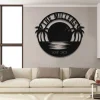 Personalized Family Name Palm Sunset Beach House Metal Sign Monogram, Custom Outdoor House