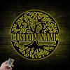 Tree Of Life With Personalized Name Metal Sign With Led Lights, Tree Of Life Sign, Custom Family Name Sign, Personalized Gift