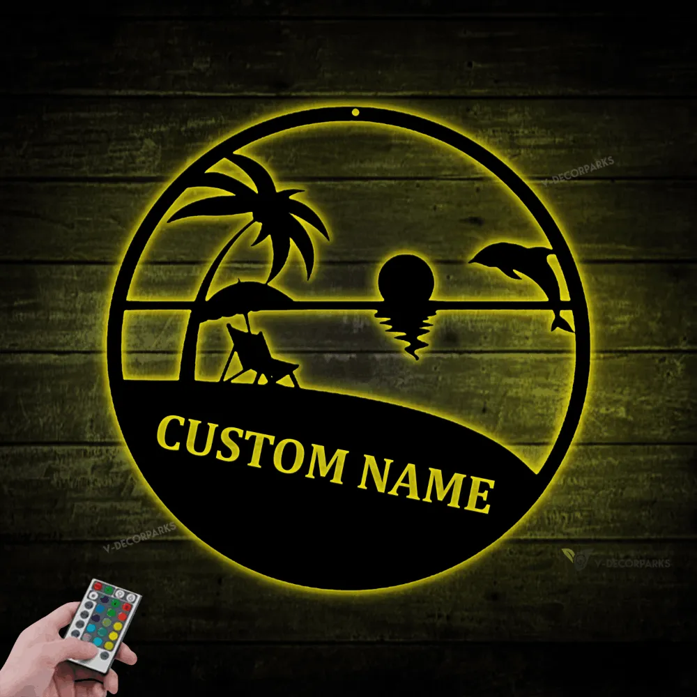 Custom Beach Decor With Led Lights, Nature Decor, Beach House Sign, Metal Beach Sign, Outdoor Beach Sign, Life Is Better At The Beach Sign