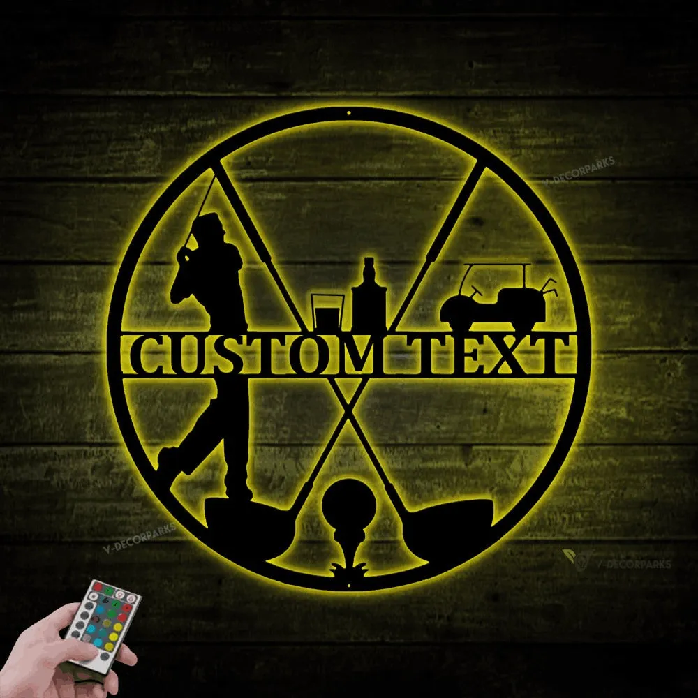 Custom Golf Sign With Led Lights,9th Hole Sign,golf Wall Art, Golf Sign, Father's Day Gift, Bar Sign, Golf Decoration, Custom Golf Sign