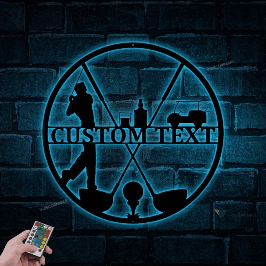 Custom Golf Sign With Led Lights,9th Hole Sign,golf Wall Art, Golf Sign, Father's Day Gift, Bar Sign, Golf Decoration, Custom Golf Sign