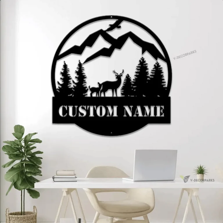 Custom Metal Hunting Sign With Led Lights, Personalized Deer Sign, Hunting Camp Sign, Hunting Cabin Sign, Deer Head Sign, Father's Day Gift