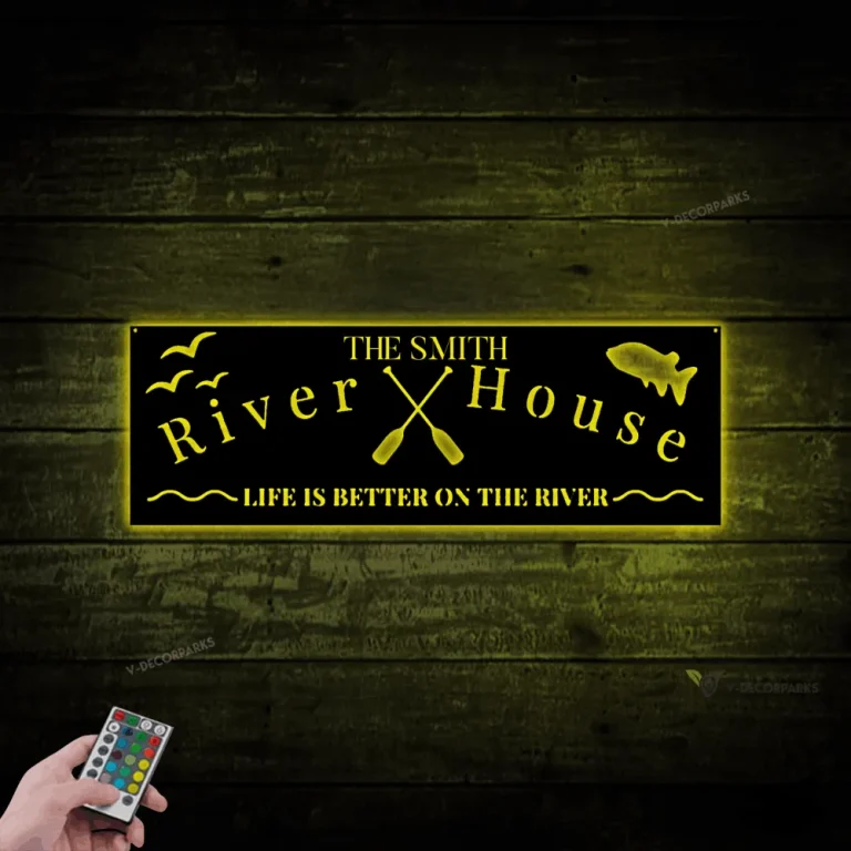 Custom River Signs With Led Lights, Welcome To The River House Sign, River House Sign, Personalized River House Sign, River Sign