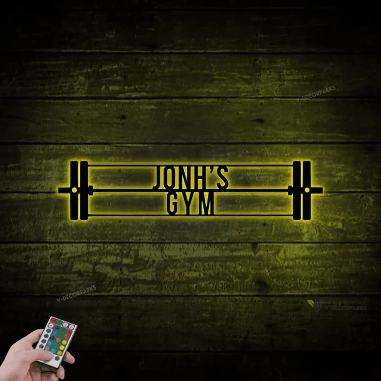 Led Lights Gym Sign, Personalized Home Gym Sign, Custom Metal Gym Sign, Home Gym Sign, Father's Day Gift, Home Workout Sign