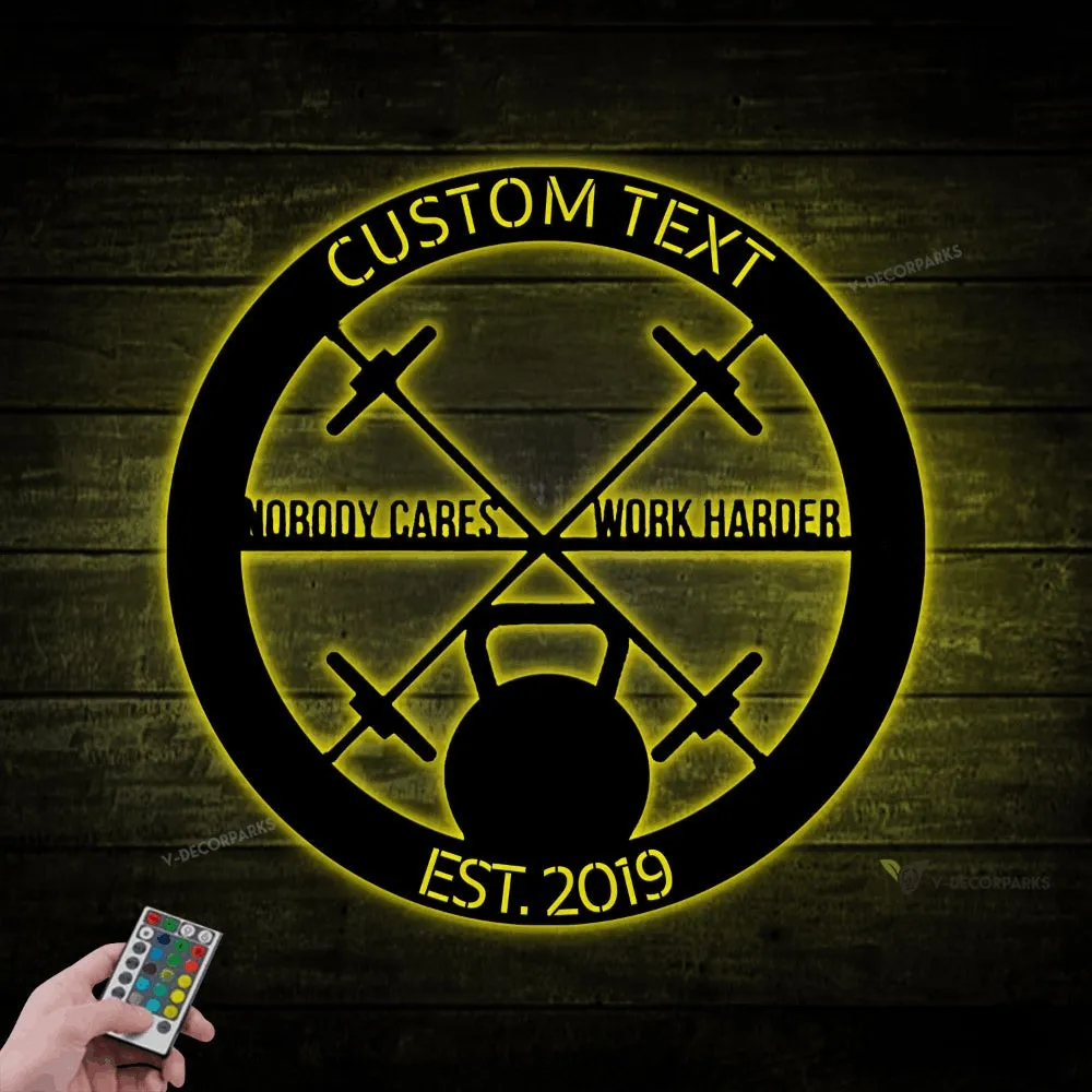 Gym Sign With Led Lights, Personalized Home Gym Sign, Custom Metal Gym Sign, Home Gym Sign, Father's Day Gift, Home Workout Sign, Gift For Gym Lover